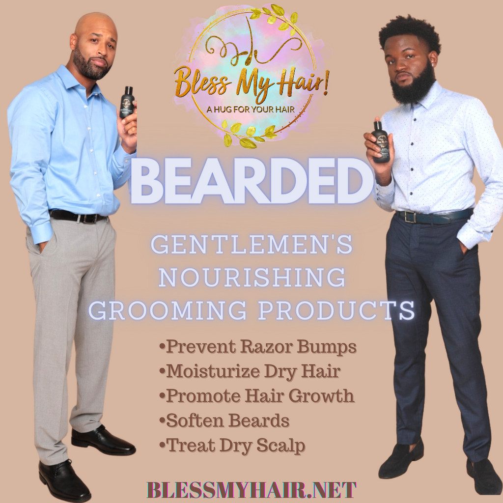 BEARDED Mens Grooming Series includes products to tame and moisturize facial hair, hydrate hair, decongest follicles and promote healthy hair growth. 